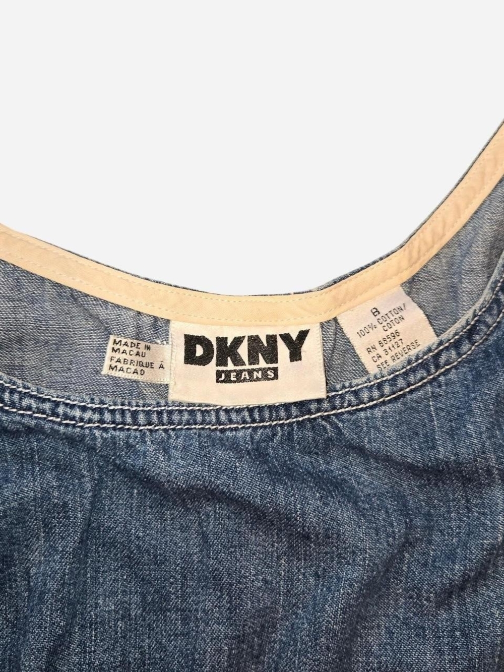DKNY Blue Denim Tie-Waist Tank Dress - Picture 3 of 3